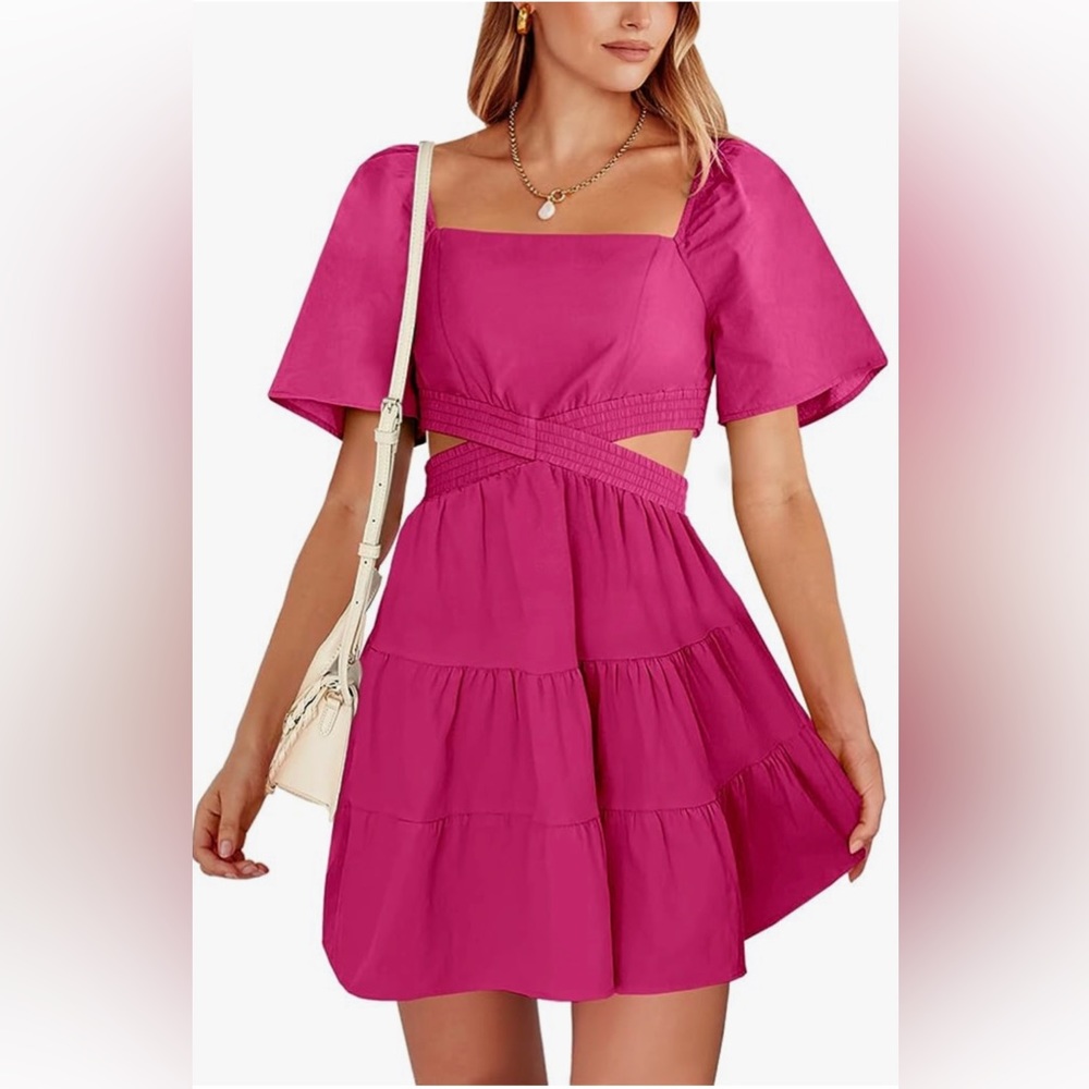 Anrabess hot pink cutout mini dress